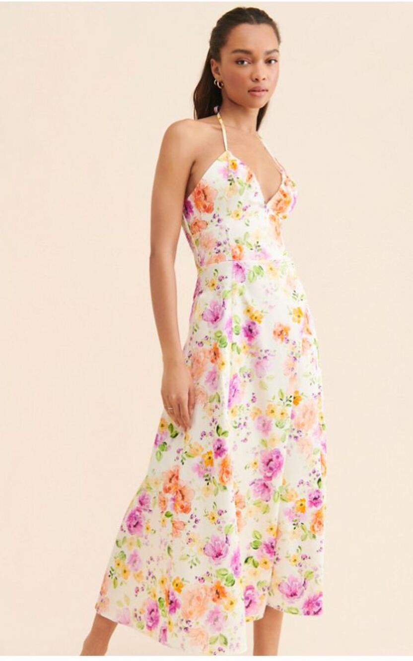 NWT Favorite Daughter Halting Traffic Floral Halter Coquette Midi Dress 6